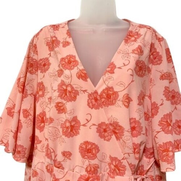 Torrid Sienna Garden Georgette Wrap Dress Floral Flutter Sleeve 22 - Picture 8 of 15